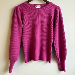 &merci Ribbed Knit Puff Sleeve Spring Sweater Pink Small